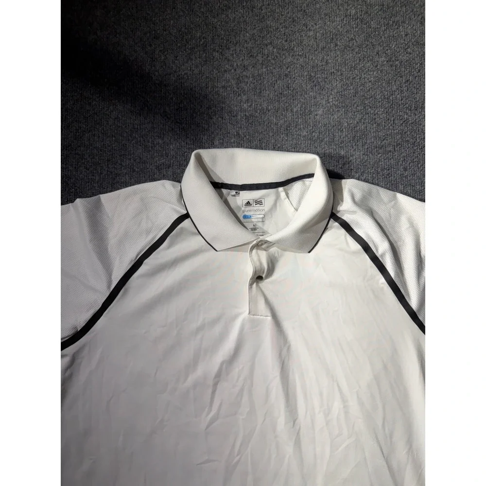 Adidas Golf Puremotion Coolmax Polo Shirt Mens Large White Black Z88393 938008